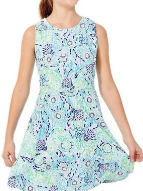 Lilly Pulitzer Girls Carice Dress Blue Ibiza Open Water size 14 NWT